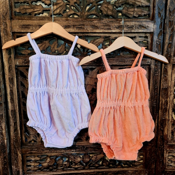 Twin Girl BUNDLE Adorable Baby Terrycloth Swimsuit Coverups, 6-12m - Picture 1 of 3